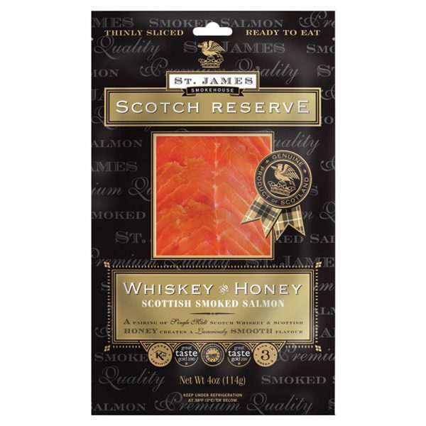 St. James Smokehouse Whiskey and Honey Scottish Smoked Salmon Scotch Reserve 100g