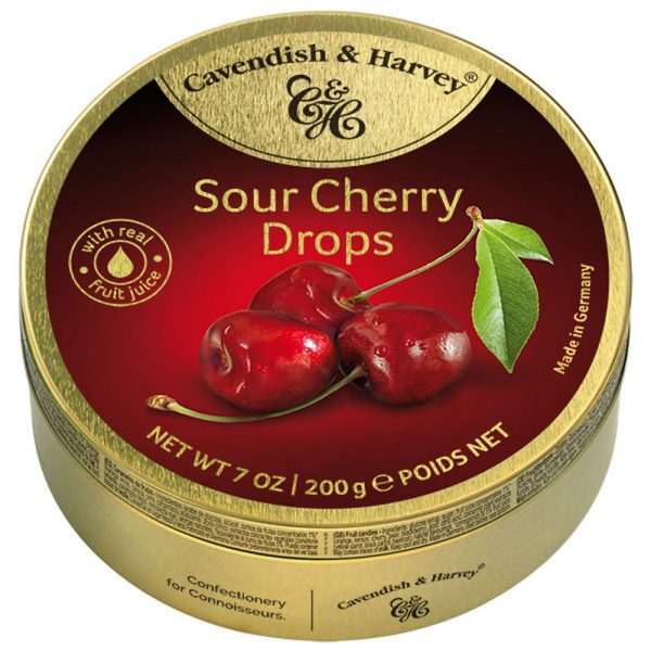 Cavendish & Harvey Sour Cherry Drops in Tin 200g