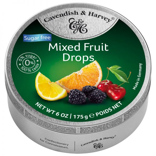 Rebuçados de Tutti-Frutti sem Açúcar em Lata Cavendish & Harvey 175g