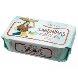 Sardinhas Sem Pele e Sem Espinhas em Azeite Picante com Pickles Nevis 120g