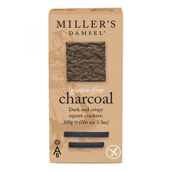 Crackers Sem Glúten com Carvão Vegetal Millers Damsels Artisan Biscuits 100g