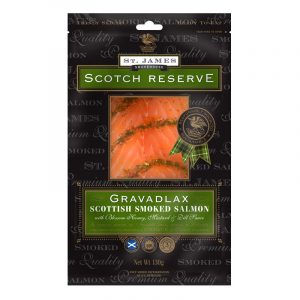 Salmão Fumado Escocês Fatiado Gravadlax Scotch Reserve St. James Smokehouse 130g