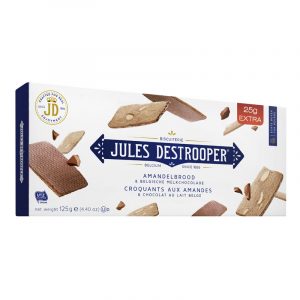 Jules Destrooper Almond Thins with Belgian Black Chocolate and Orange Zest 125g