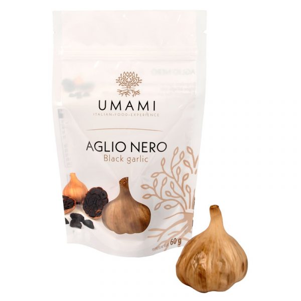 Umami's Black Garlic is a gourmet product derived from Polesano PDO White Garlic. The brand uses a long maturation process with controlled temperature