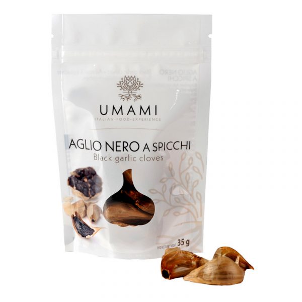 Umami's Black Garlic is a gourmet product derived from Polesano PDO White Garlic. The brand uses a long maturation process with controlled temperature