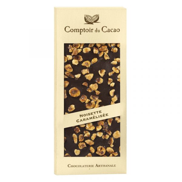 Comptoir du Cacao Dark Chocolate Tablet with Caramelised Hazelnuts 90g