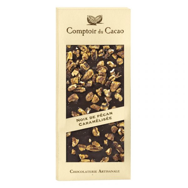 Comptoir du Cacao Dark Chocolate Tablet with Caramelised Pecan Nuts 90g