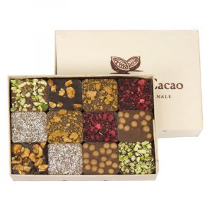 Praline Chocolates Preto/Leite Caixa de Madeira Comptoir du Cacao 120g