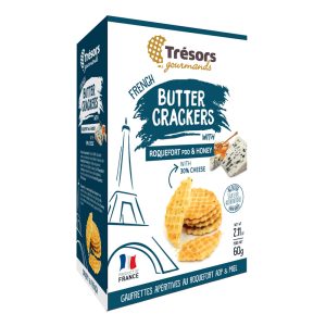 Tresors Gourmands Roquefort cheese & Honey Crackers 60g