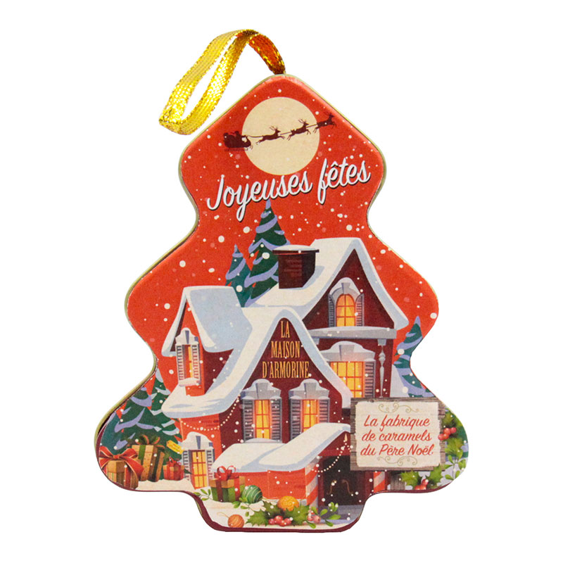 La Maison Armorine Organic Salted Butter Caramel Candy in Christmas Tree Tin 80g